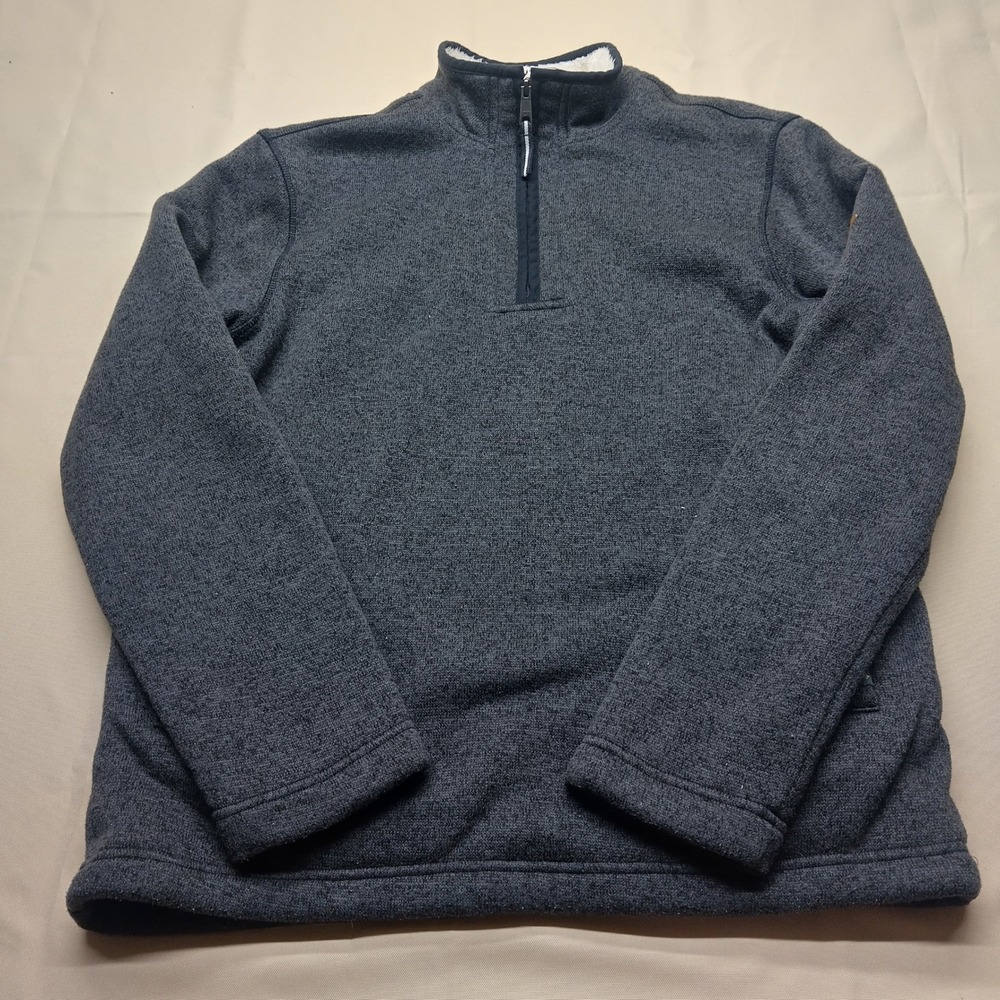 Orvis Mens Sherpa Lined Quarter Zip Pullover Sweater Fleece Gray Small